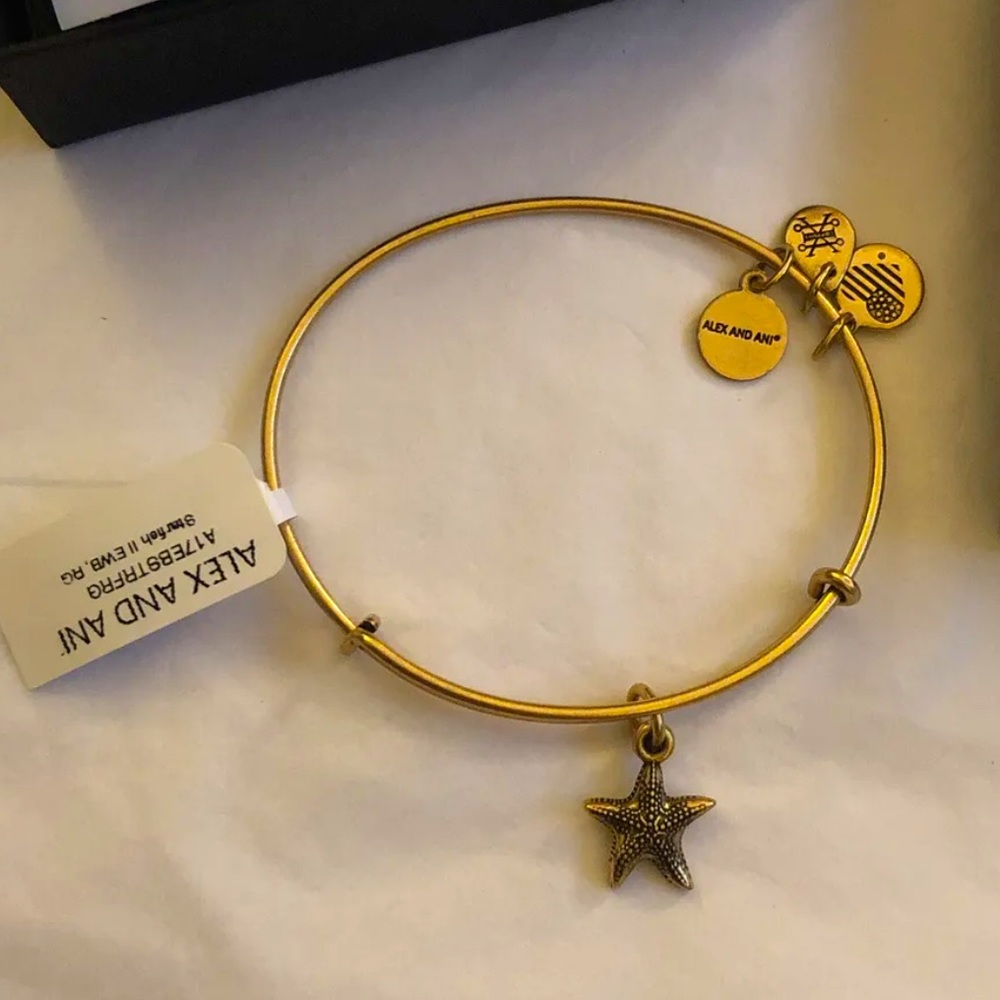 Alex & Ani Starfish Bangle In Rafaelian Gold Finish NWT & Original Box